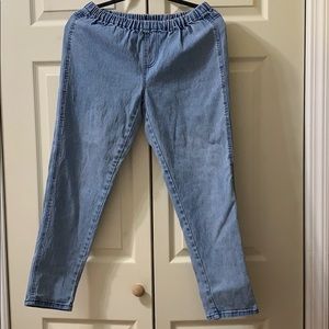 garterized denim pants